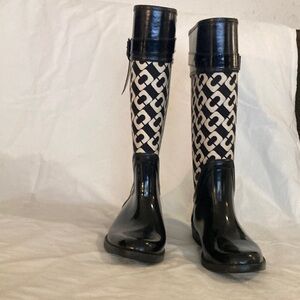 Diane Von Furstenberg Black and White Rain Boots 7